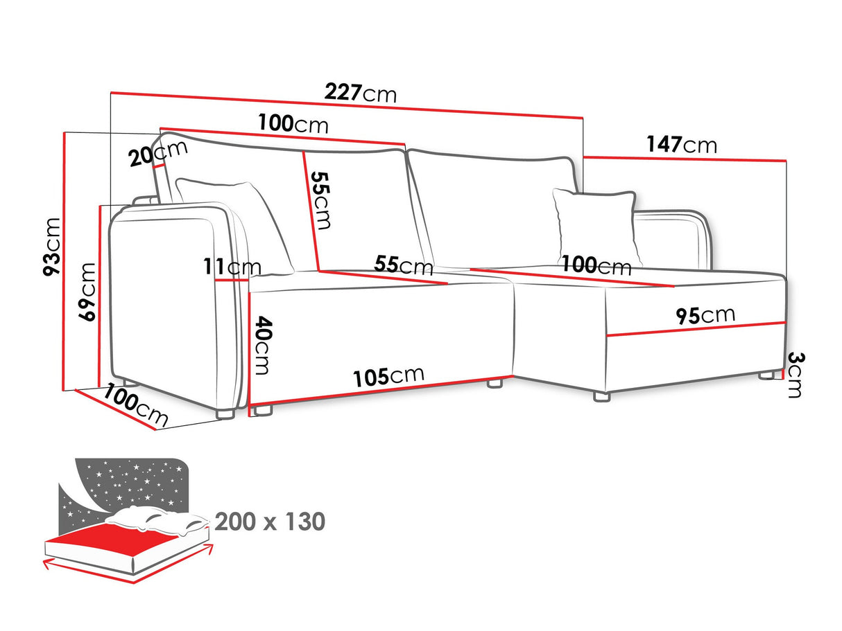 Sarokkanapé Narożnik MELODY, Szín: Velo 621, Változatok: Jobbos