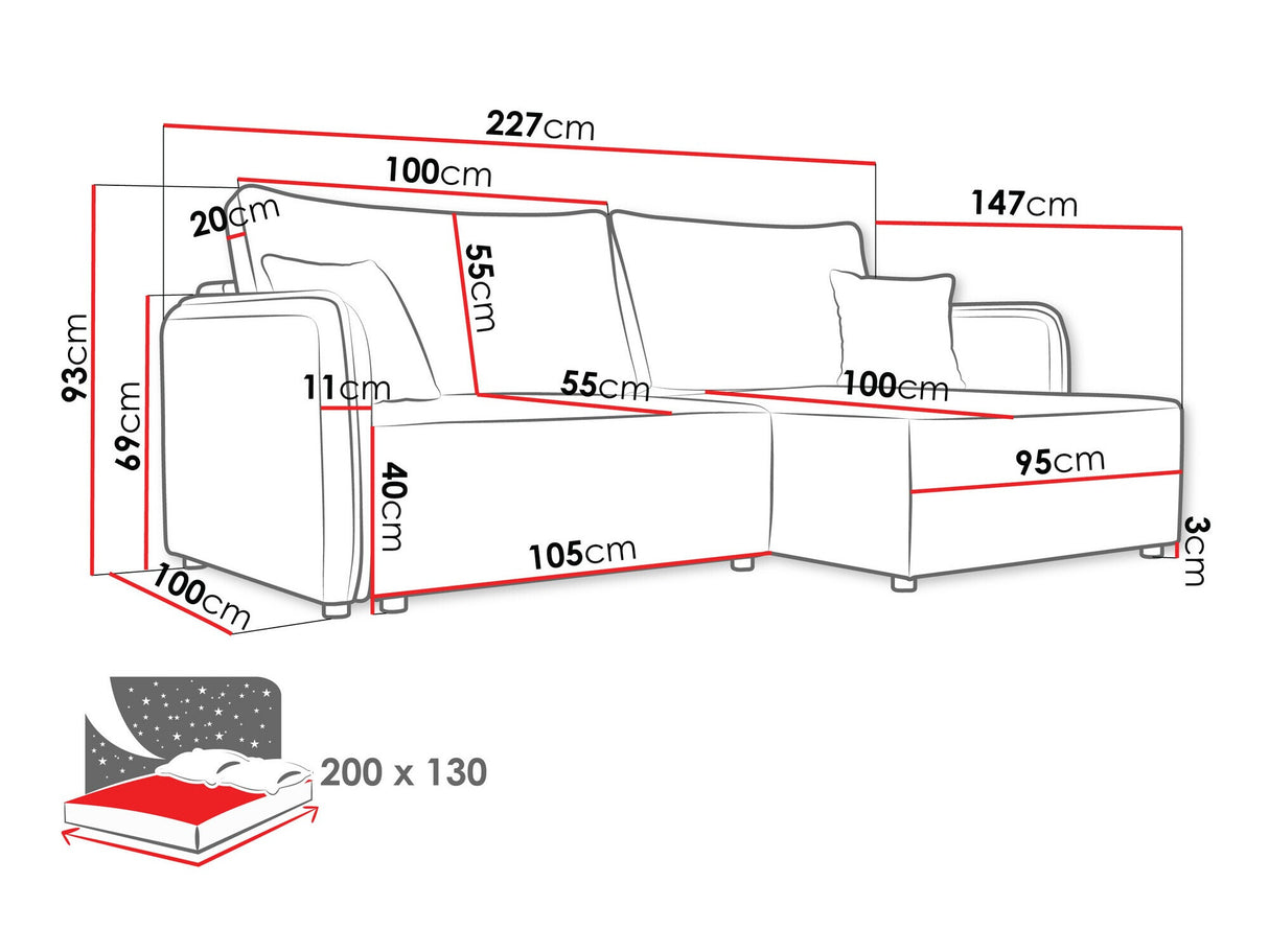Sarokkanapé Narożnik MELODY, Szín: Velo 636, Változatok: Jobbos