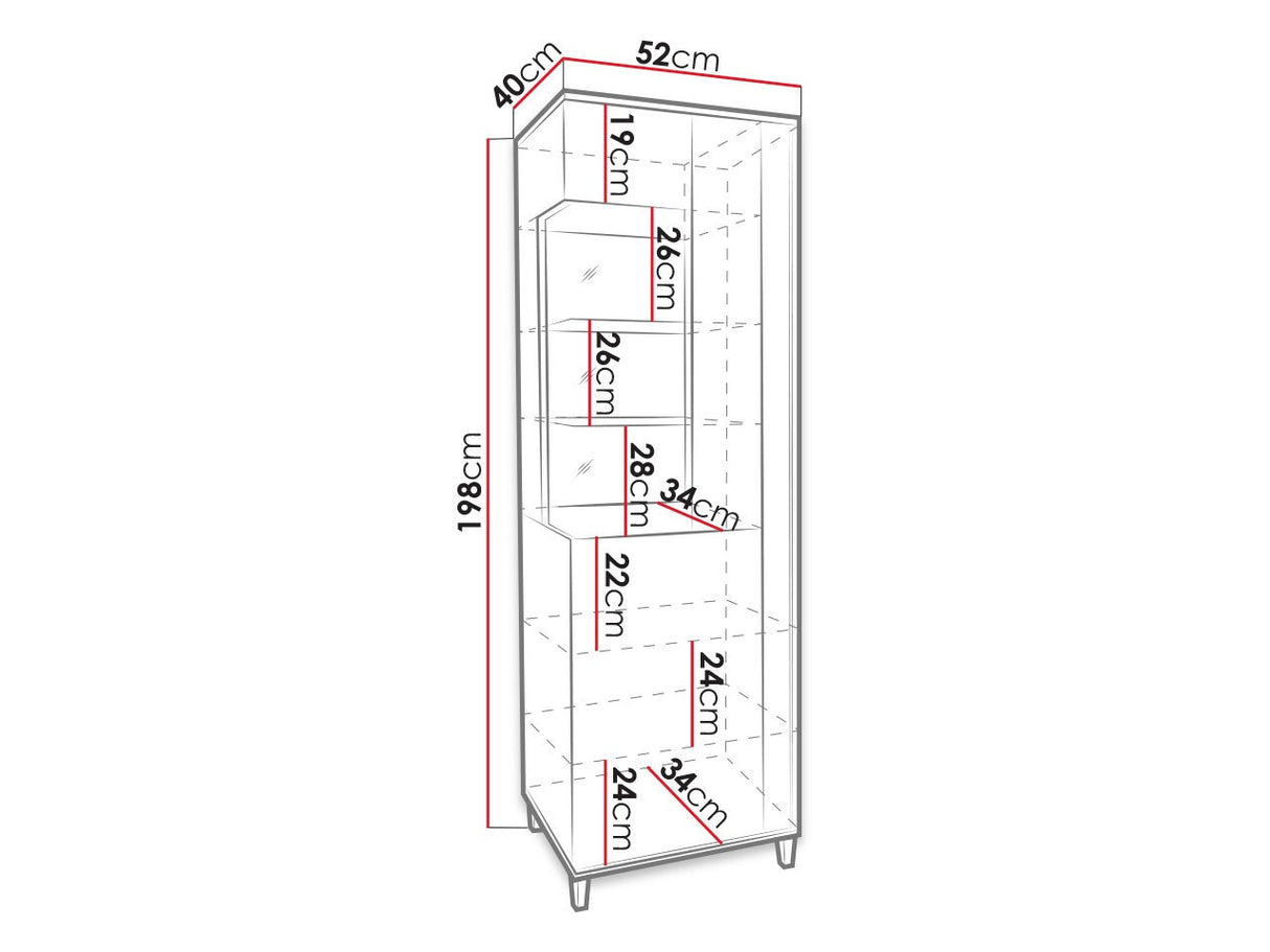 Könyvespolc MARCO 50 (Anrok 50/200 P AR09), Szín: Fehér + Fényes fehér