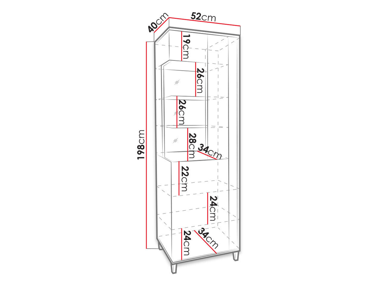 Könyvespolc MARCO 50 (Anrok 50/200 P AR09), Szín: Fehér + Fényes fehér + Fényes fa
