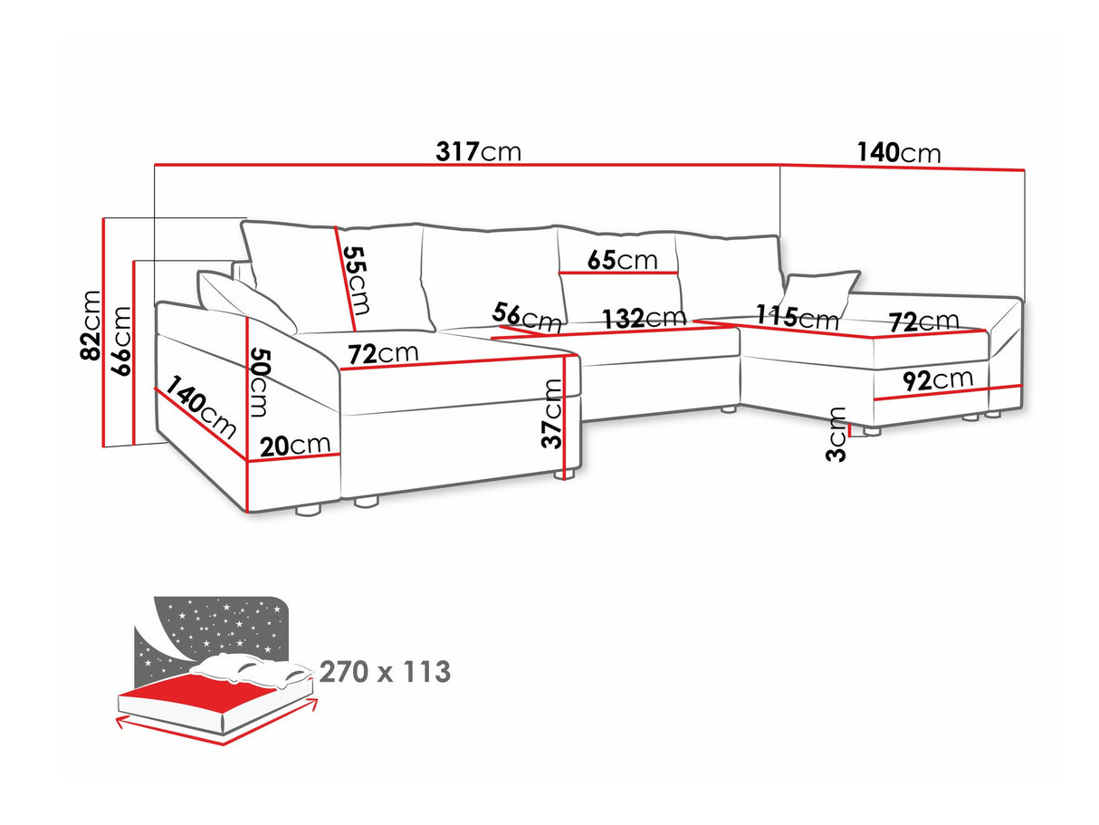 Sarokkanapé Dante U (Peltata U), Szín: Alova 07 + Alova 68