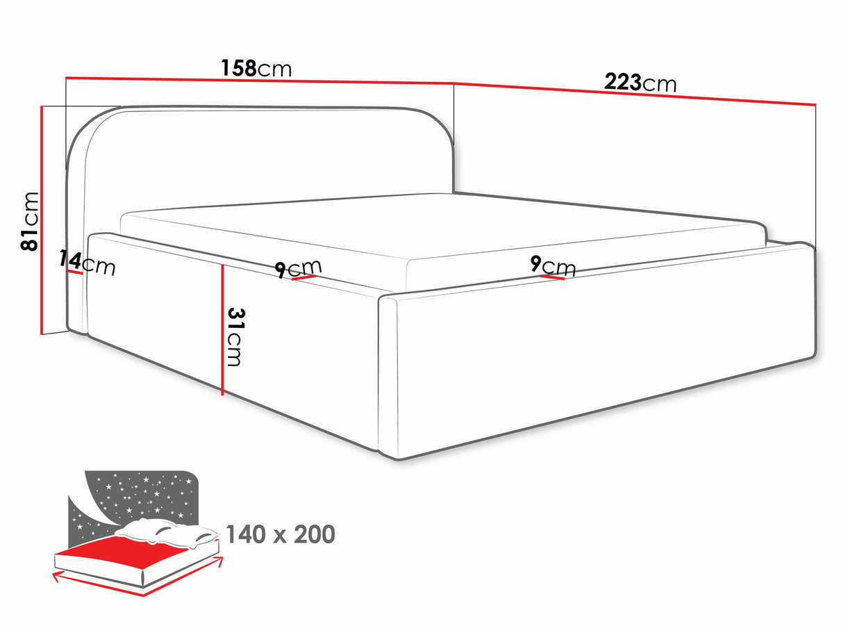 Ágy Deisin, Szín: Abriamo 3, Alvó felület mérete: 140 x 200 cm