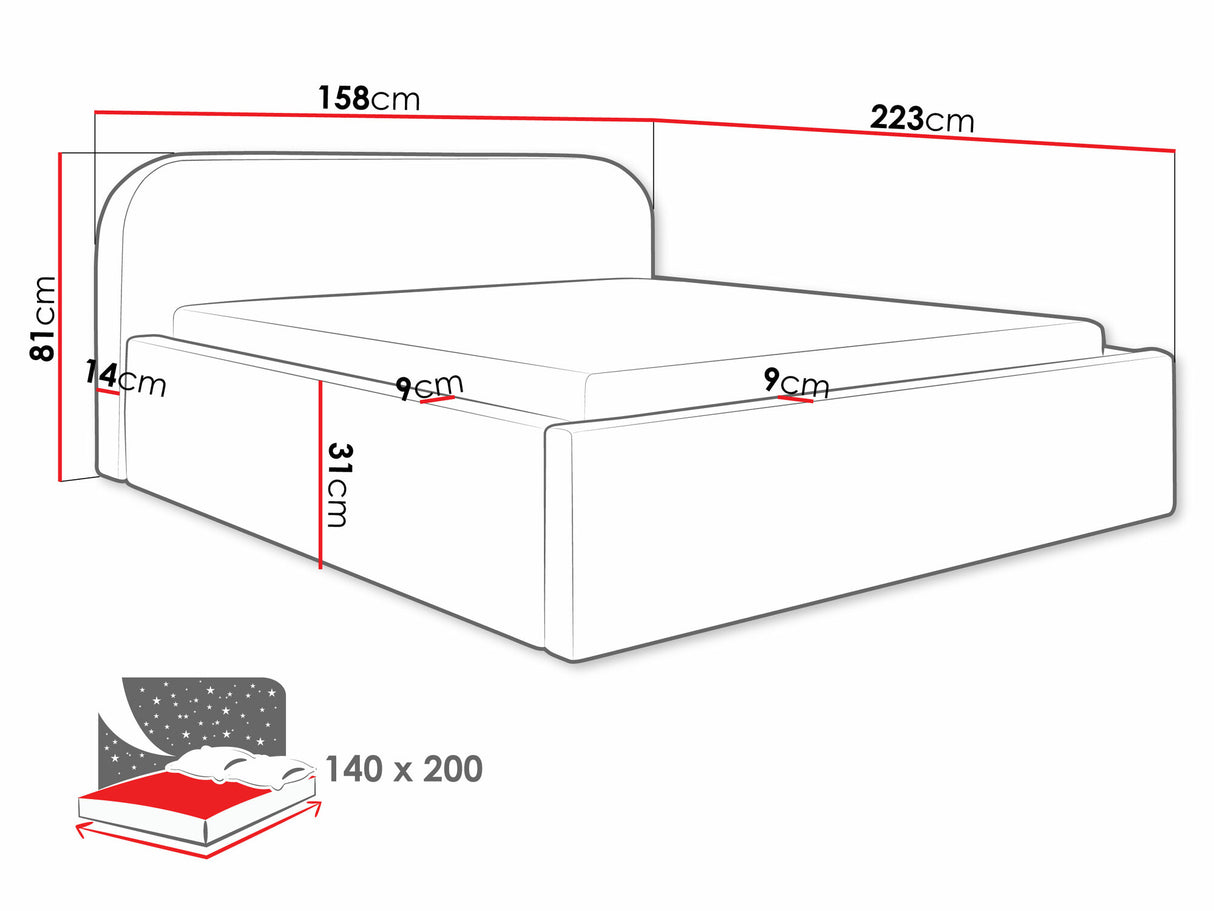 Ágy Deisin, Szín: Abriamo 4, Alvó felület mérete: 140 x 200 cm
