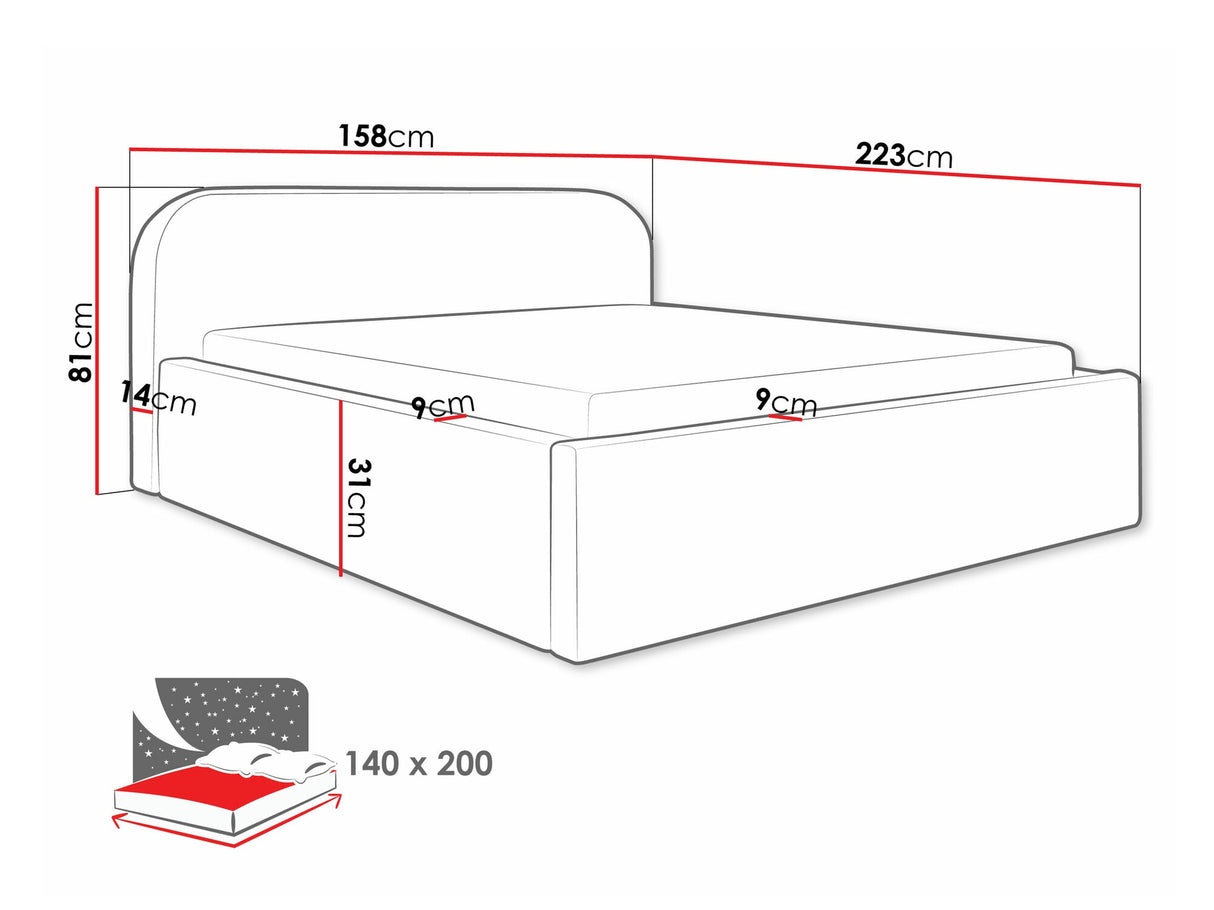Ágy Deisin, Szín: Abriamo 8, Alvó felület mérete: 140 x 200 cm
