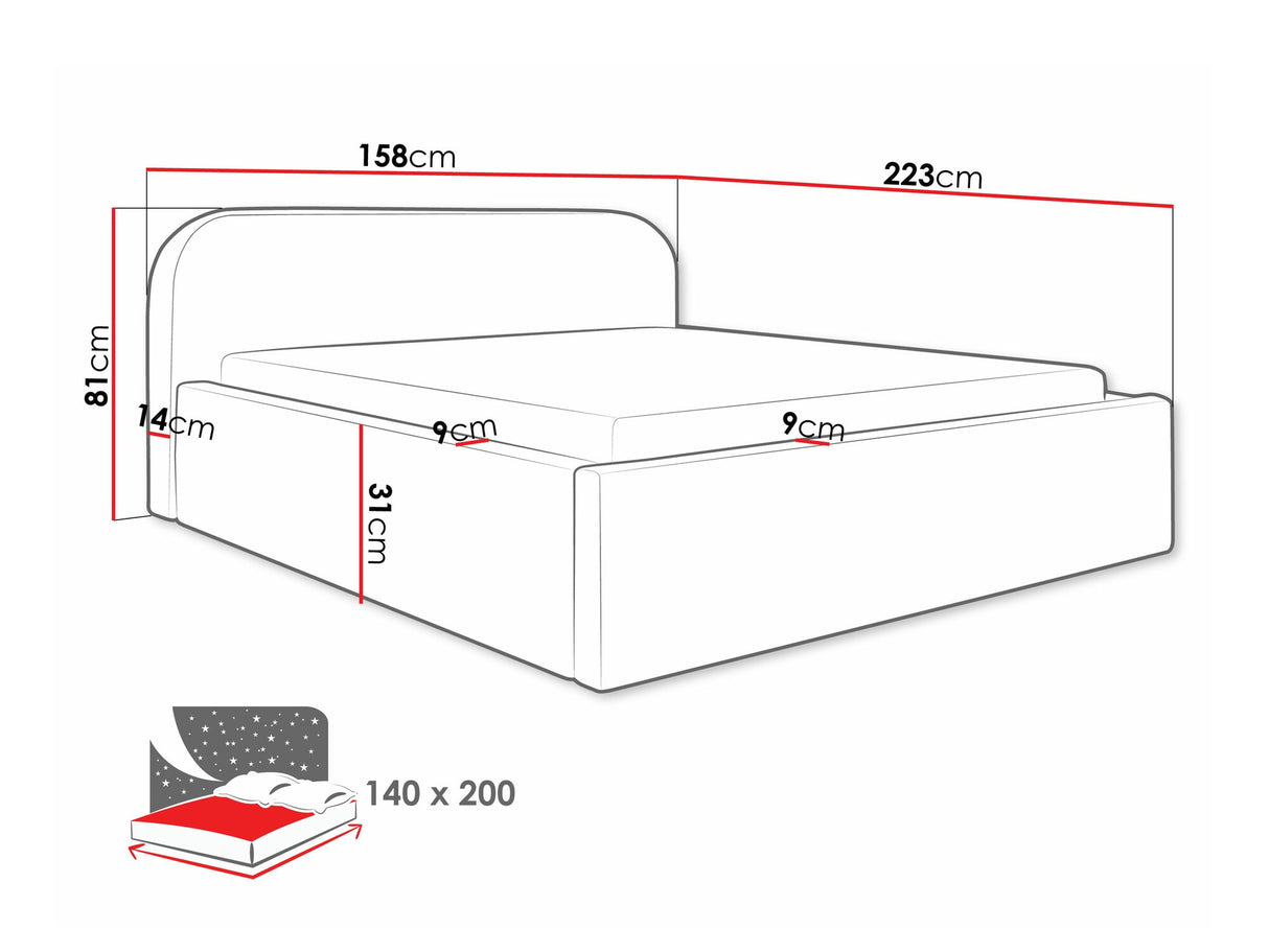 Ágy Deisin, Szín: Abriamo 11, Alvó felület mérete: 140 x 200 cm