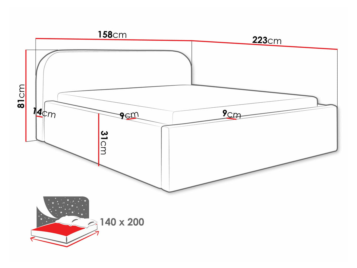 Ágy Deisin, Szín: Abriamo 14, Alvó felület mérete: 140 x 200 cm