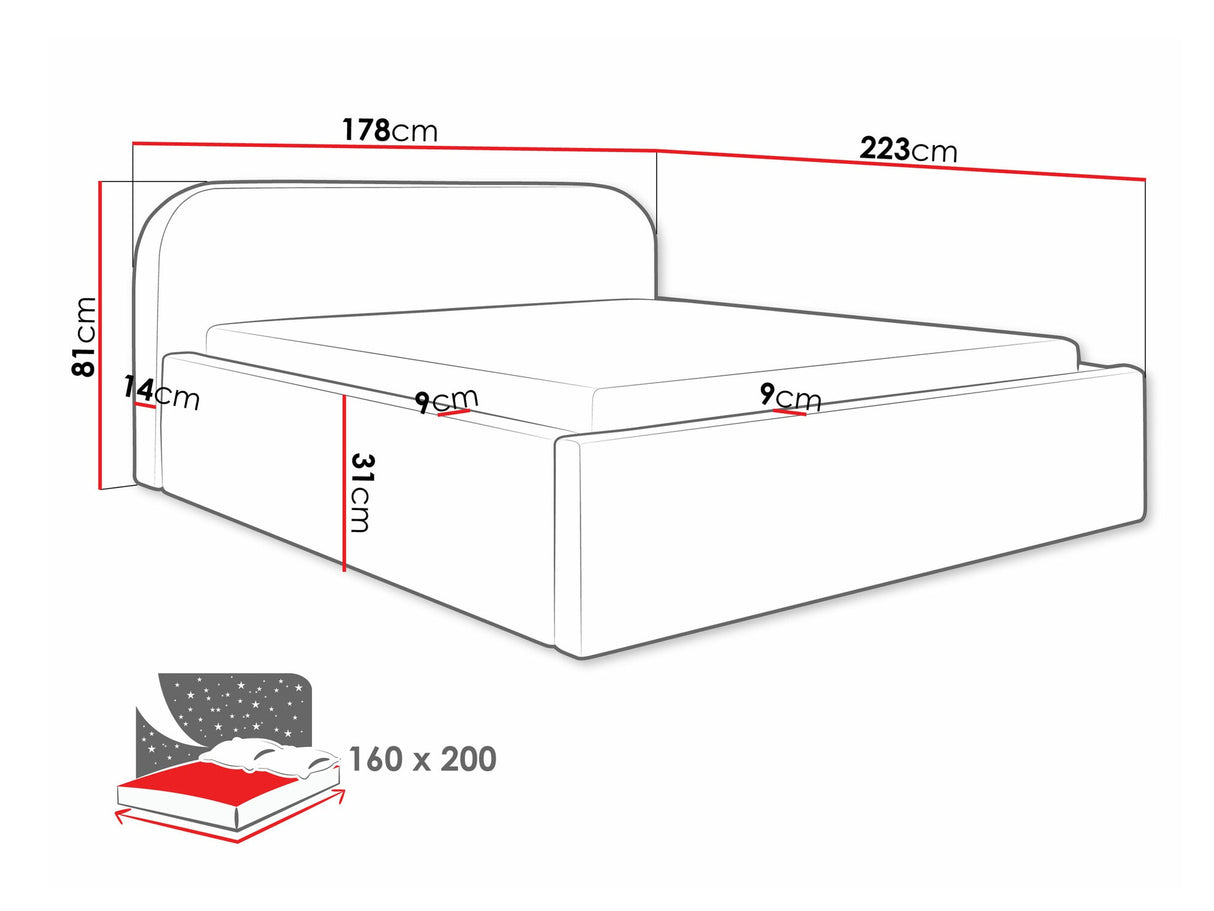Ágy Deisin, Szín: Abriamo 7, Alvó felület mérete: 160 x 200 cm