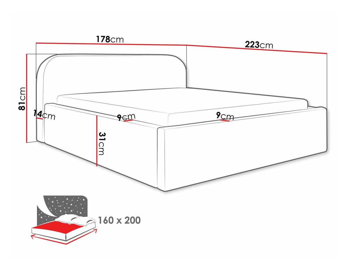 Ágy Deisin, Szín: Abriamo 8, Alvó felület mérete: 160 x 200 cm