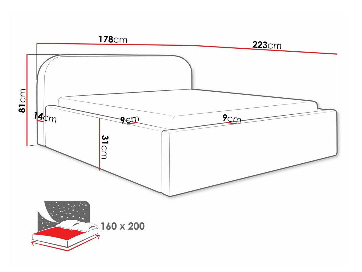 Ágy Deisin, Szín: Abriamo 14, Alvó felület mérete: 160 x 200 cm