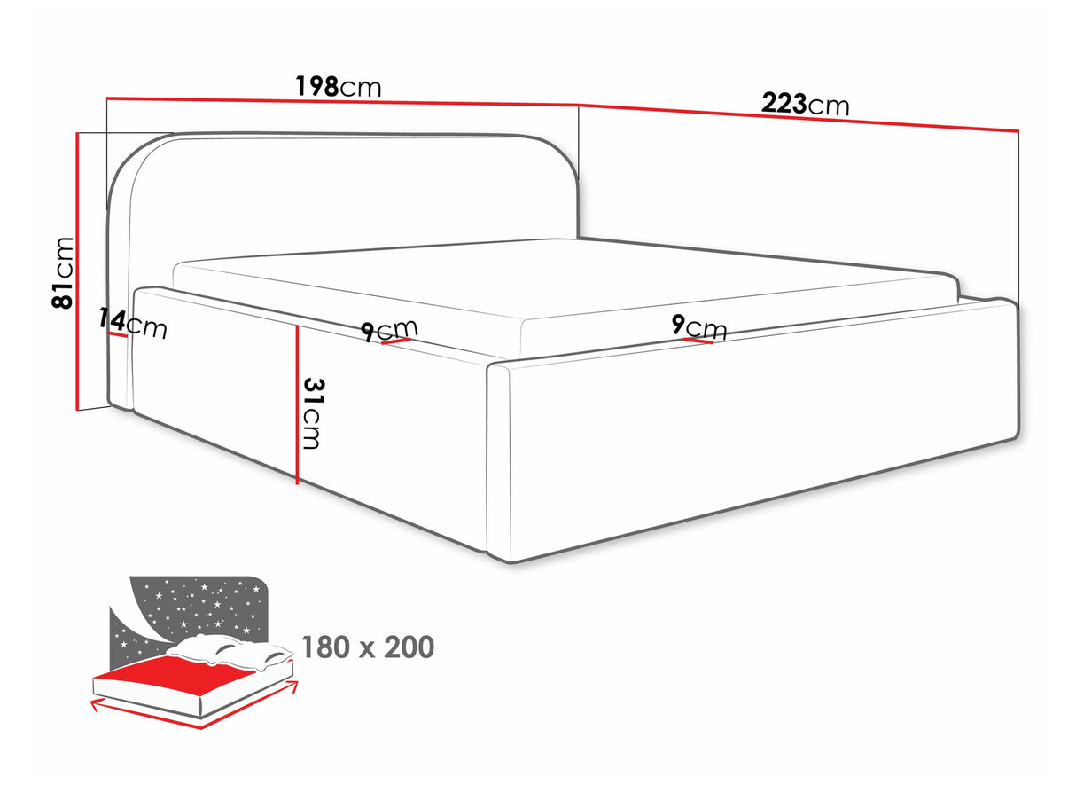 Ágy Deisin, Szín: Abriamo 4, Alvó felület mérete: 180 x 200 cm