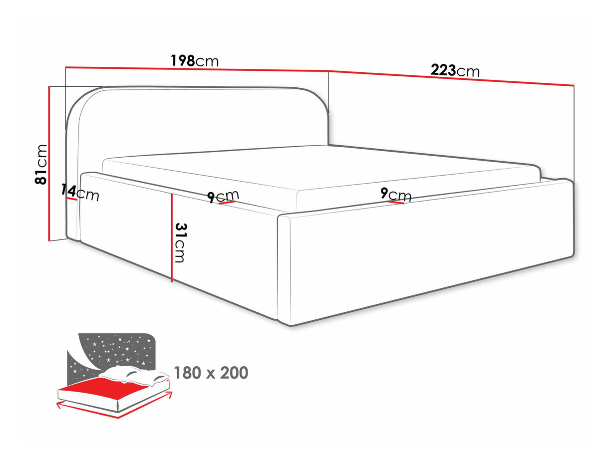 Ágy Deisin, Szín: Abriamo 7, Alvó felület mérete: 180 x 200 cm