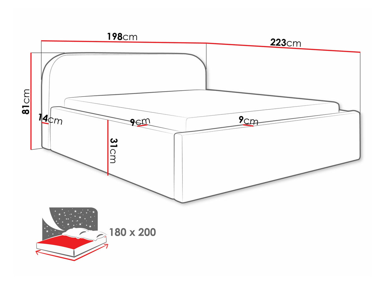 Ágy Deisin, Szín: Abriamo 8, Alvó felület mérete: 180 x 200 cm