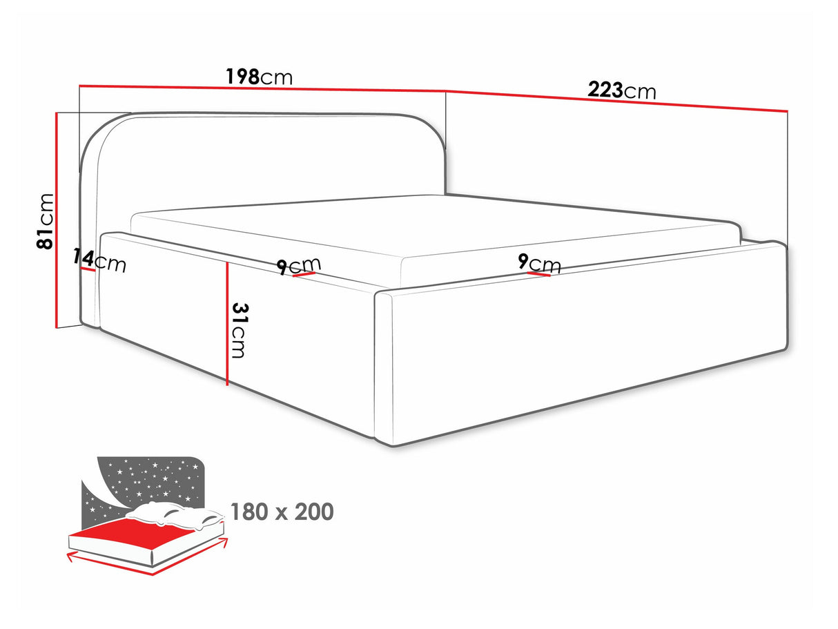 Ágy Deisin, Szín: Abriamo 11, Alvó felület mérete: 180 x 200 cm