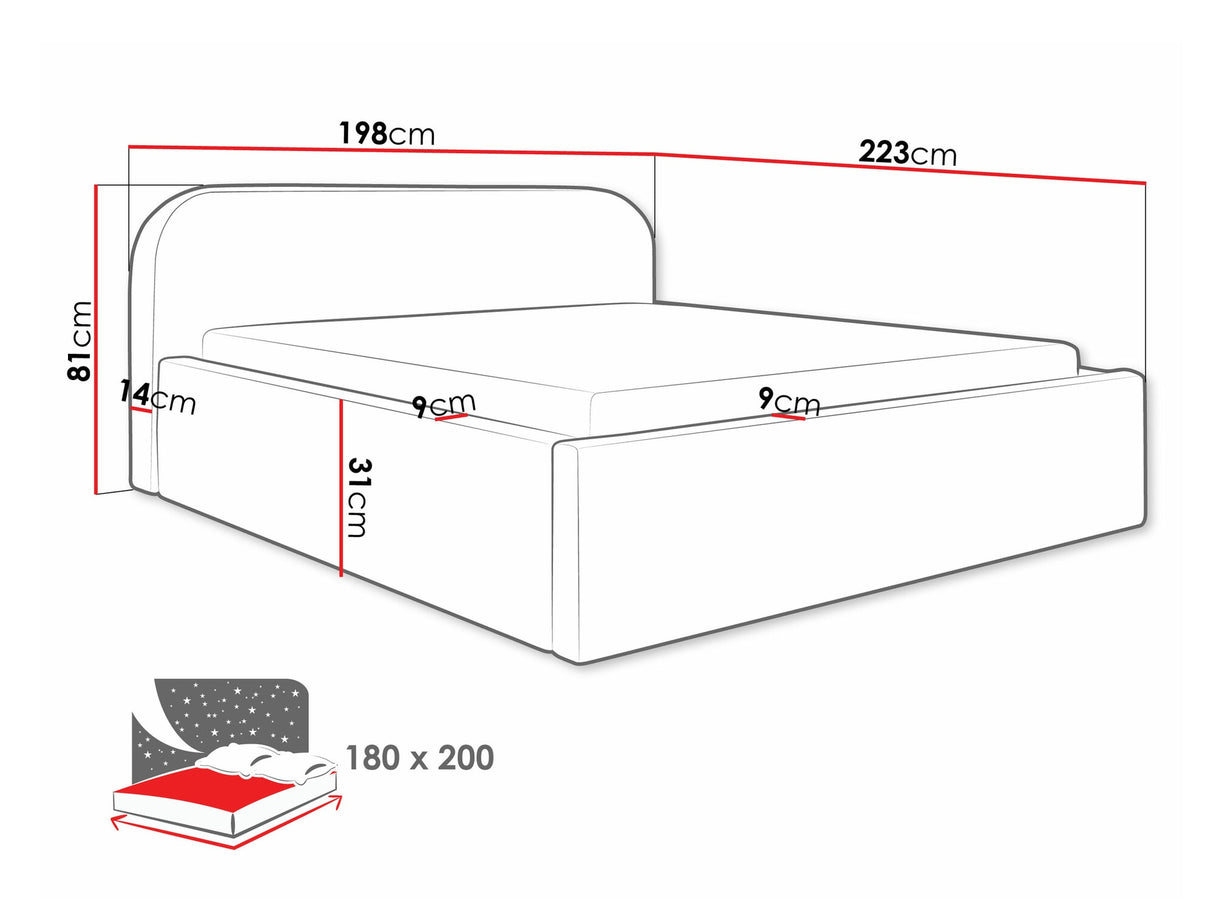 Ágy Deisin, Szín: Abriamo 14, Alvó felület mérete: 180 x 200 cm