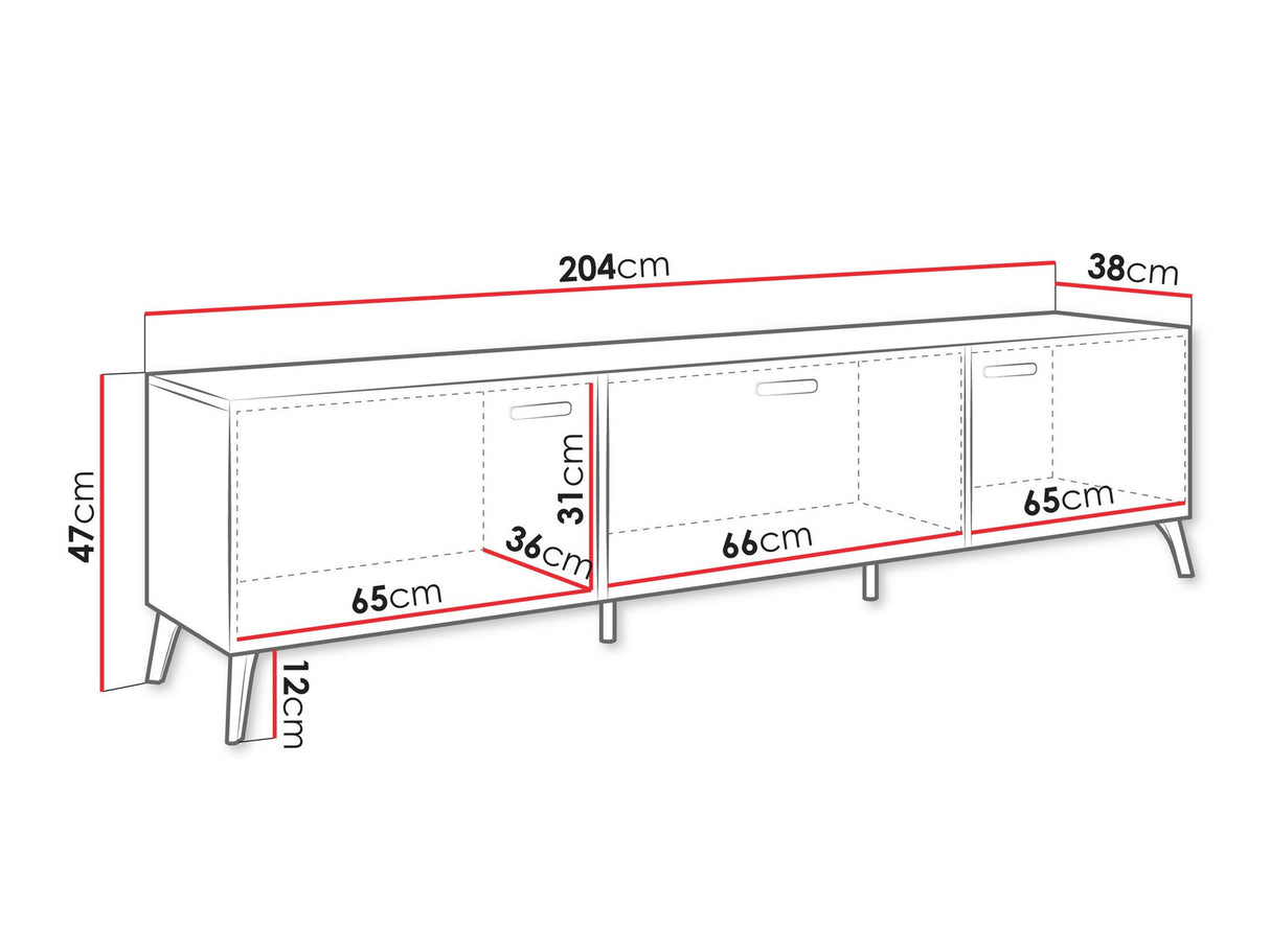 TV-állvány Szafka RTV PICRU 200 3D Biały/Biały połysk (Fehér + Fényes fehér)