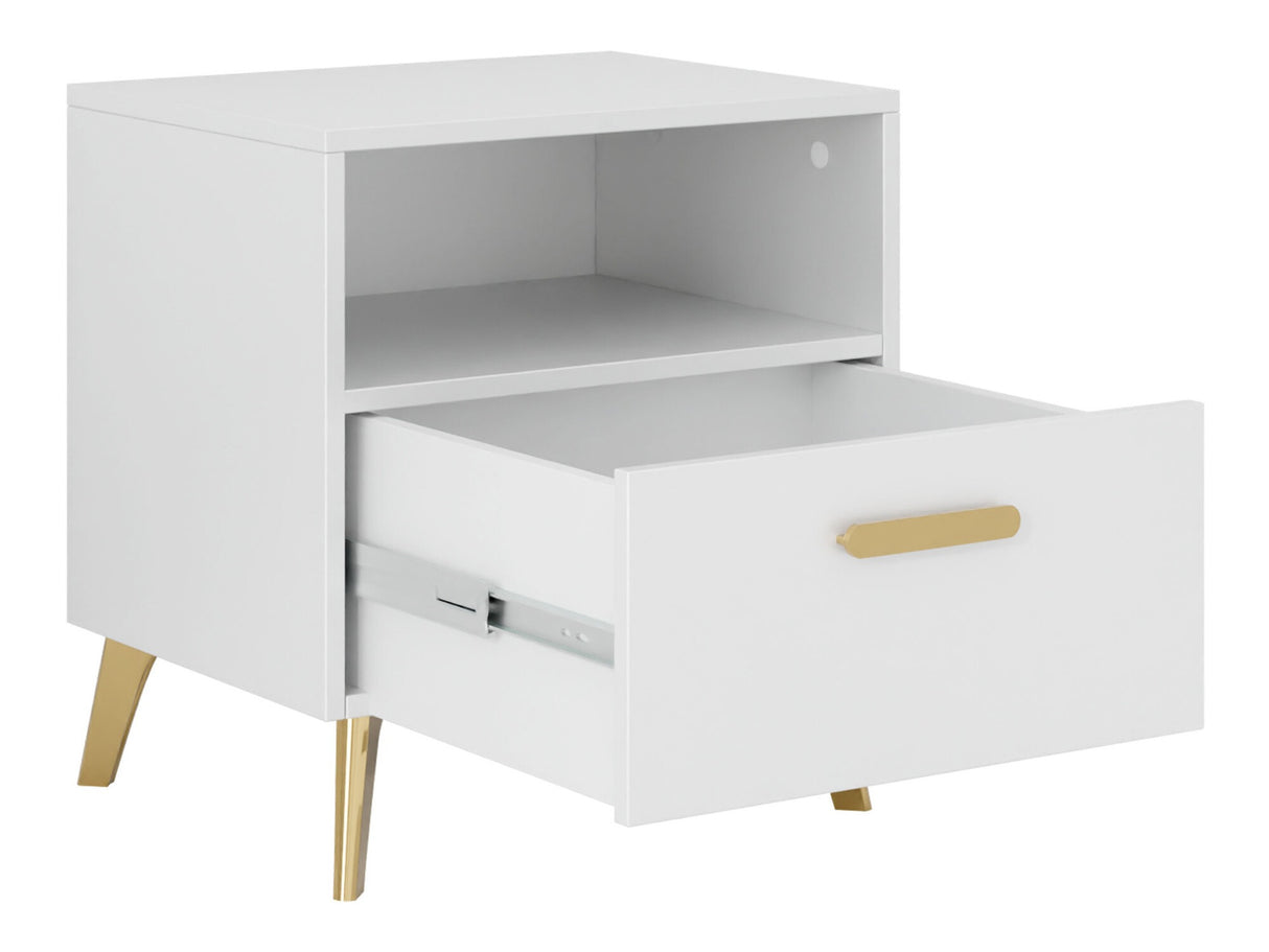 Éjjeliszekrény Stolik nemcny PICRU 1SZ Biały/Biały połysk (Fehér + Fényes fehér)