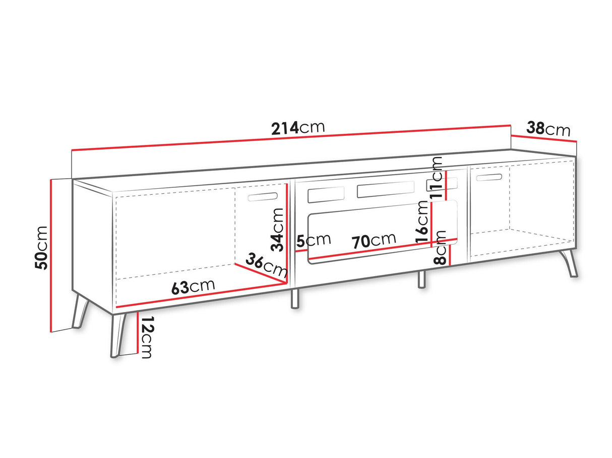 TV-állvány Szafka RTV PICRU 2D EF + kominek Biały/Biały połysk Kominek: Czarny (Fehér + Fényes fehér)