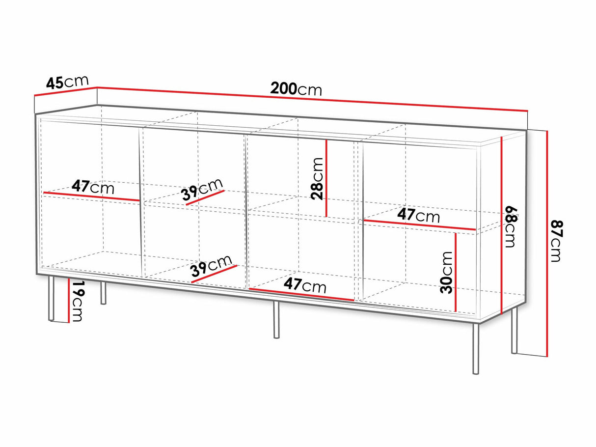 Szekrény Komoda ABI 200 4D Biały mat 5903211362088 (Fehér)
