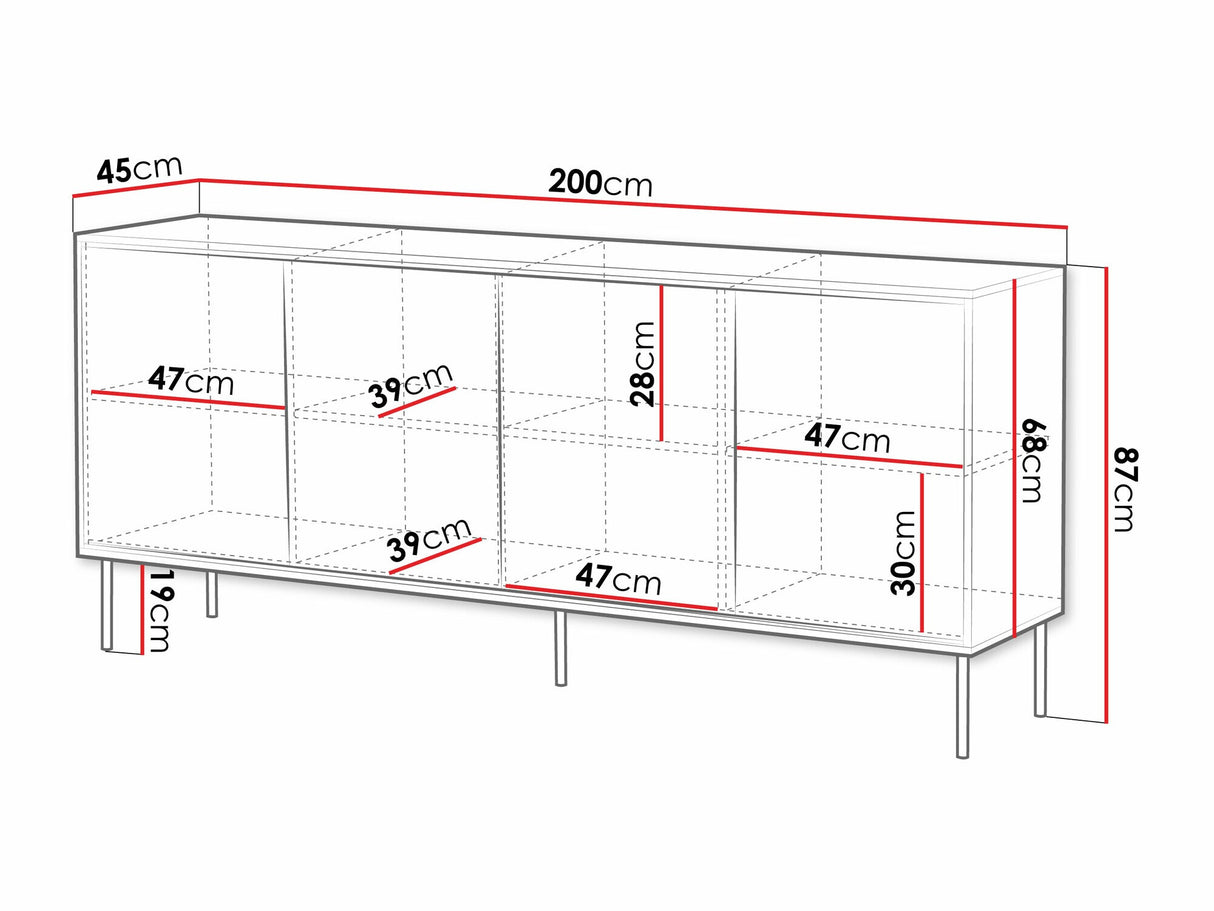 Szekrény Komoda ABI 200 4D Kaszmir mat 5903211362101 (Kasmír)