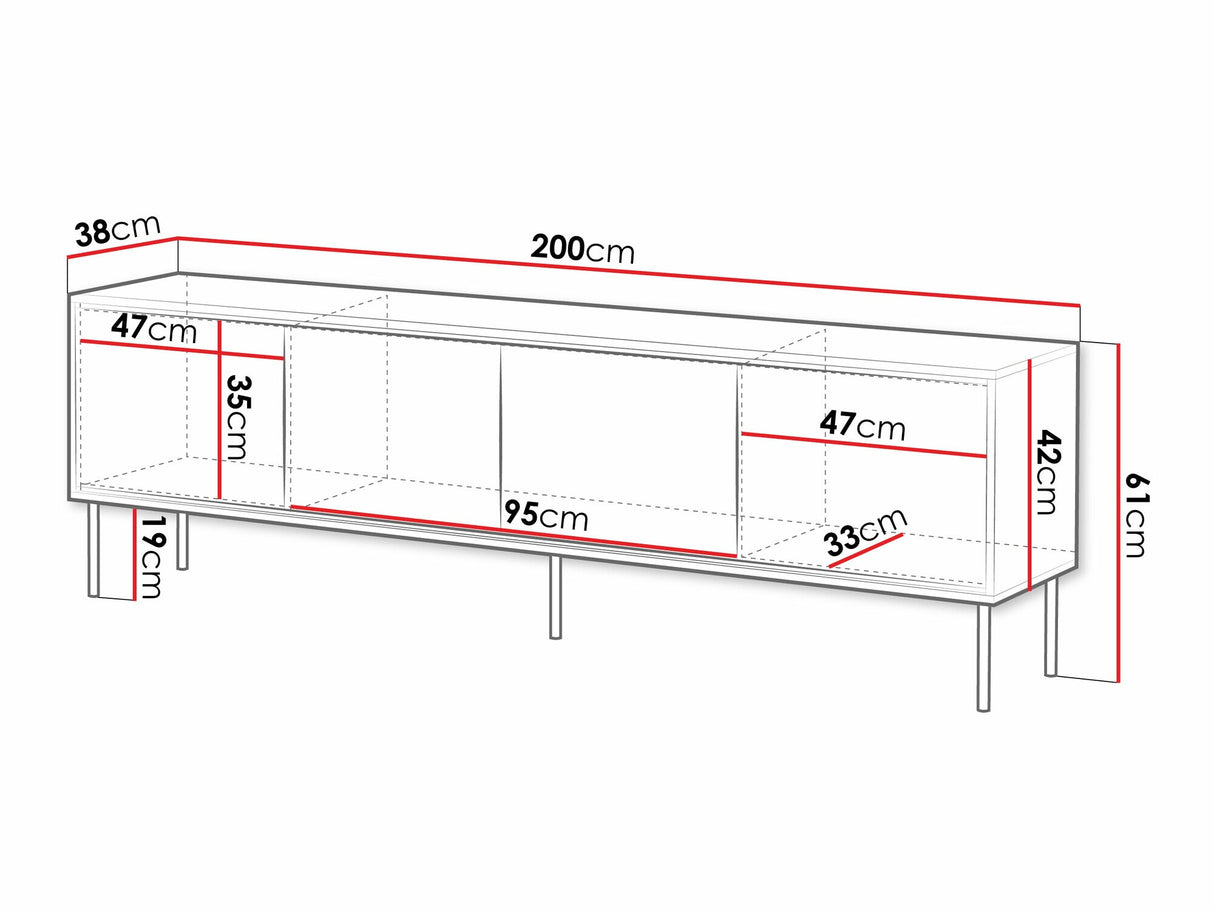 TV-állvány Szafka RTV ABI 200 4D Czarny mat 5903211362125 (Fekete)
