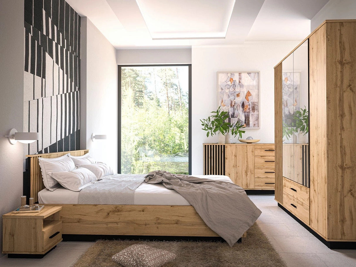 Hálószoba garnitúra Meble LAMELO VII Dąb wotan + Czarny