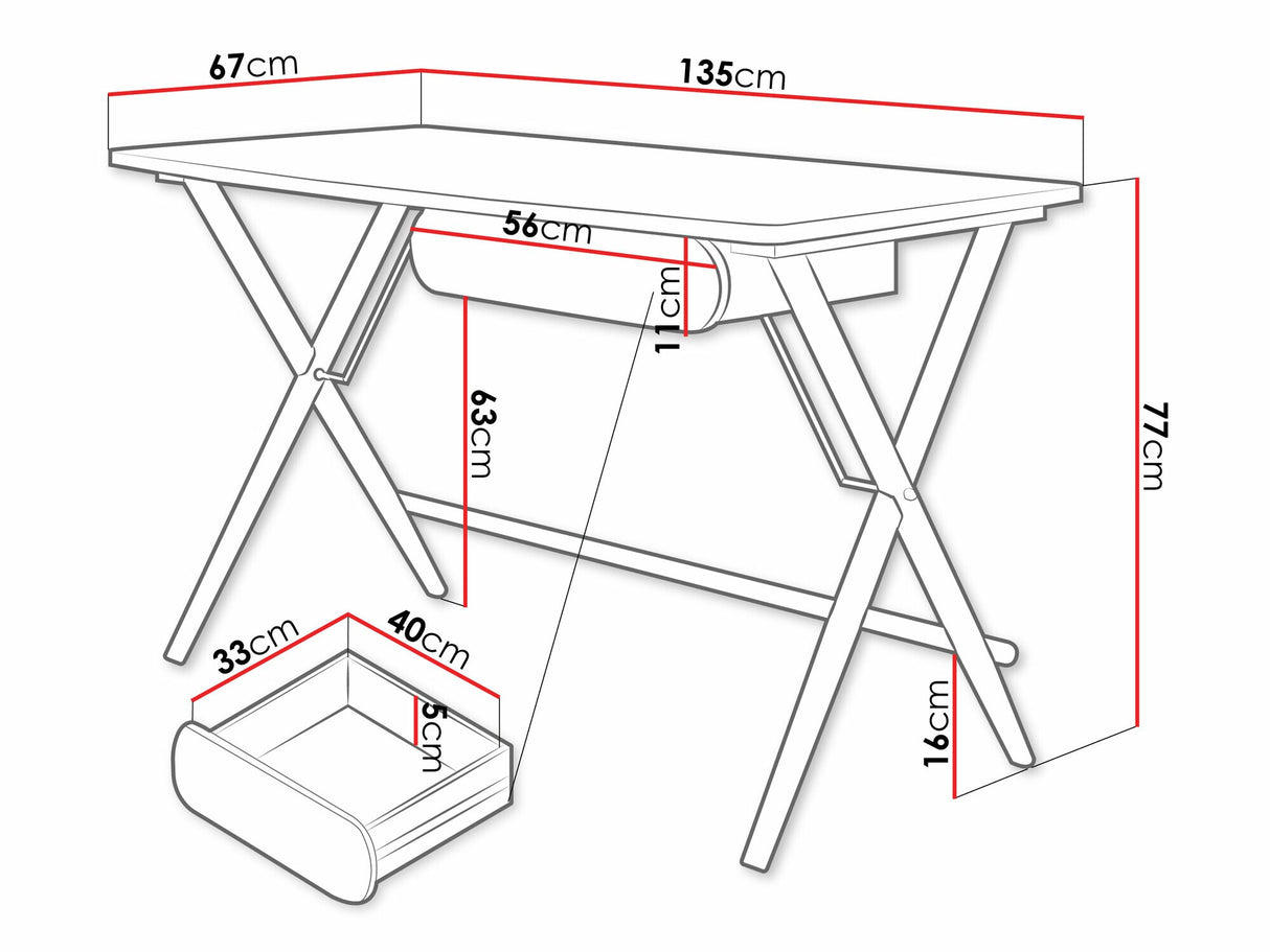 Íróasztal Biurko 1S MATCH MW-01 Biały/Dąb jasny 5903211403453