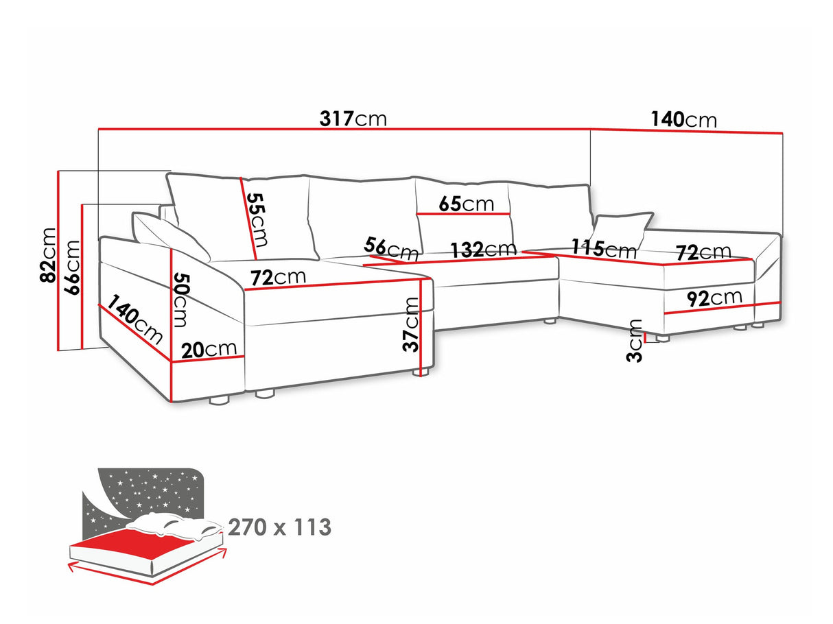 Sarokkanapé Dante U (Peltata Lux U), Szín: Paros 06 + Kronos 07