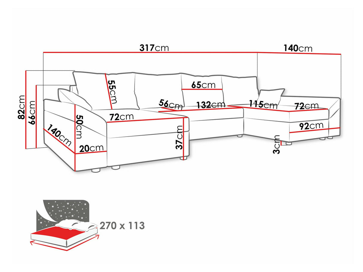 Sarokkanapé Dante U (Peltata Lux U), Szín: Kronos 07