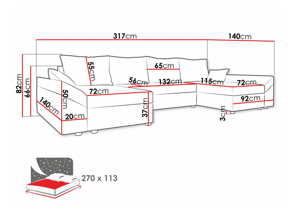 Sarokkanapé Dante U (Peltata Lux U), Szín: Paros 06