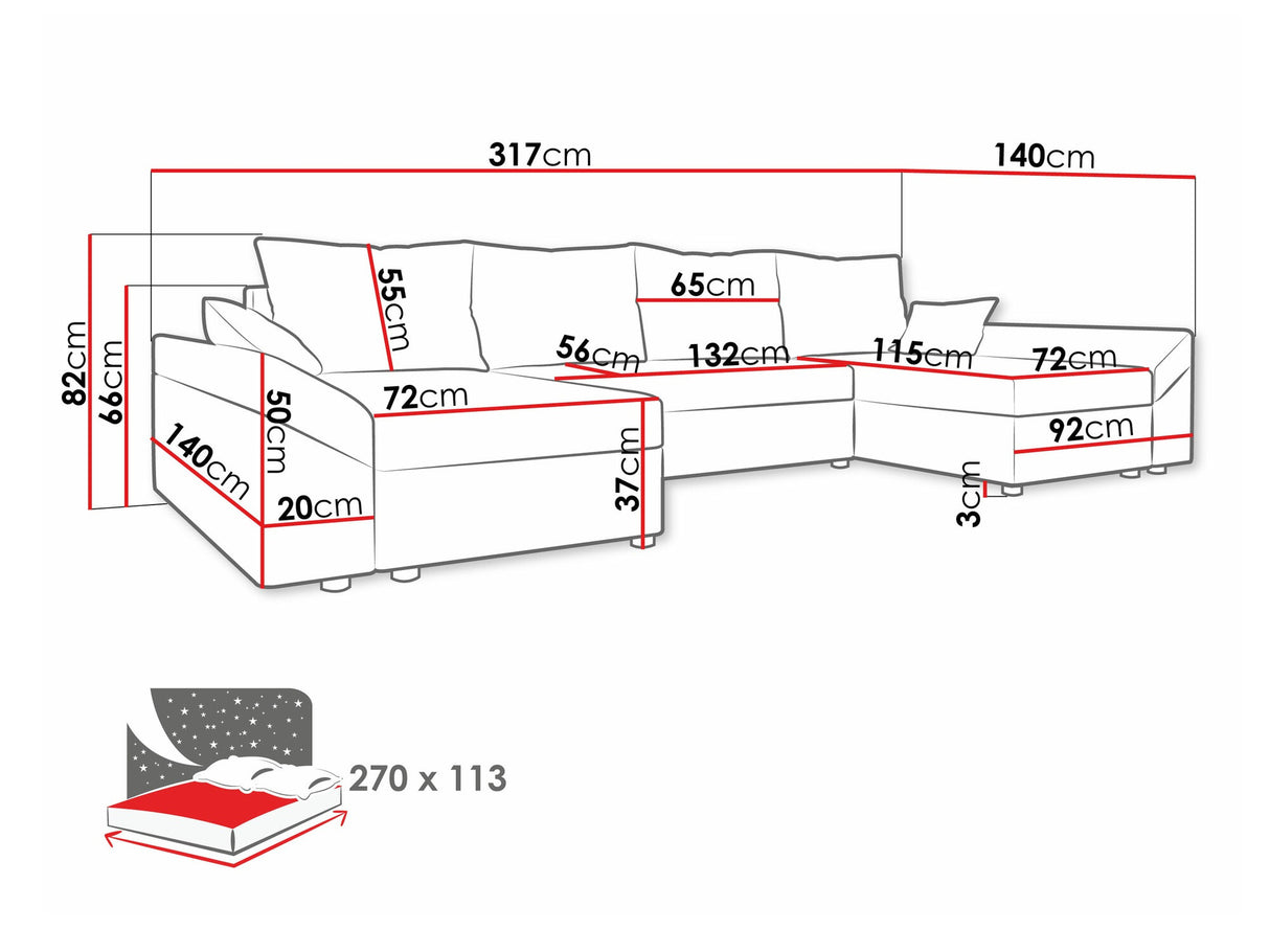 Sarokkanapé Dante U (Peltata Lux U), Szín: Kronos 09