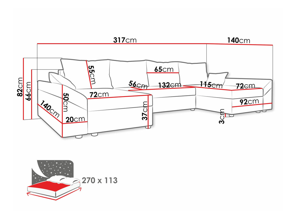 Sarokkanapé Dante U (Peltata Lux U), Szín: Kronos 29