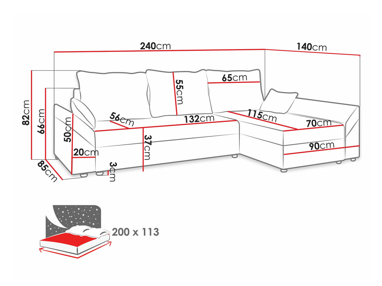 Sarokkanapé Dante L (Peltata), Szín: Alova 36 + Alova 04