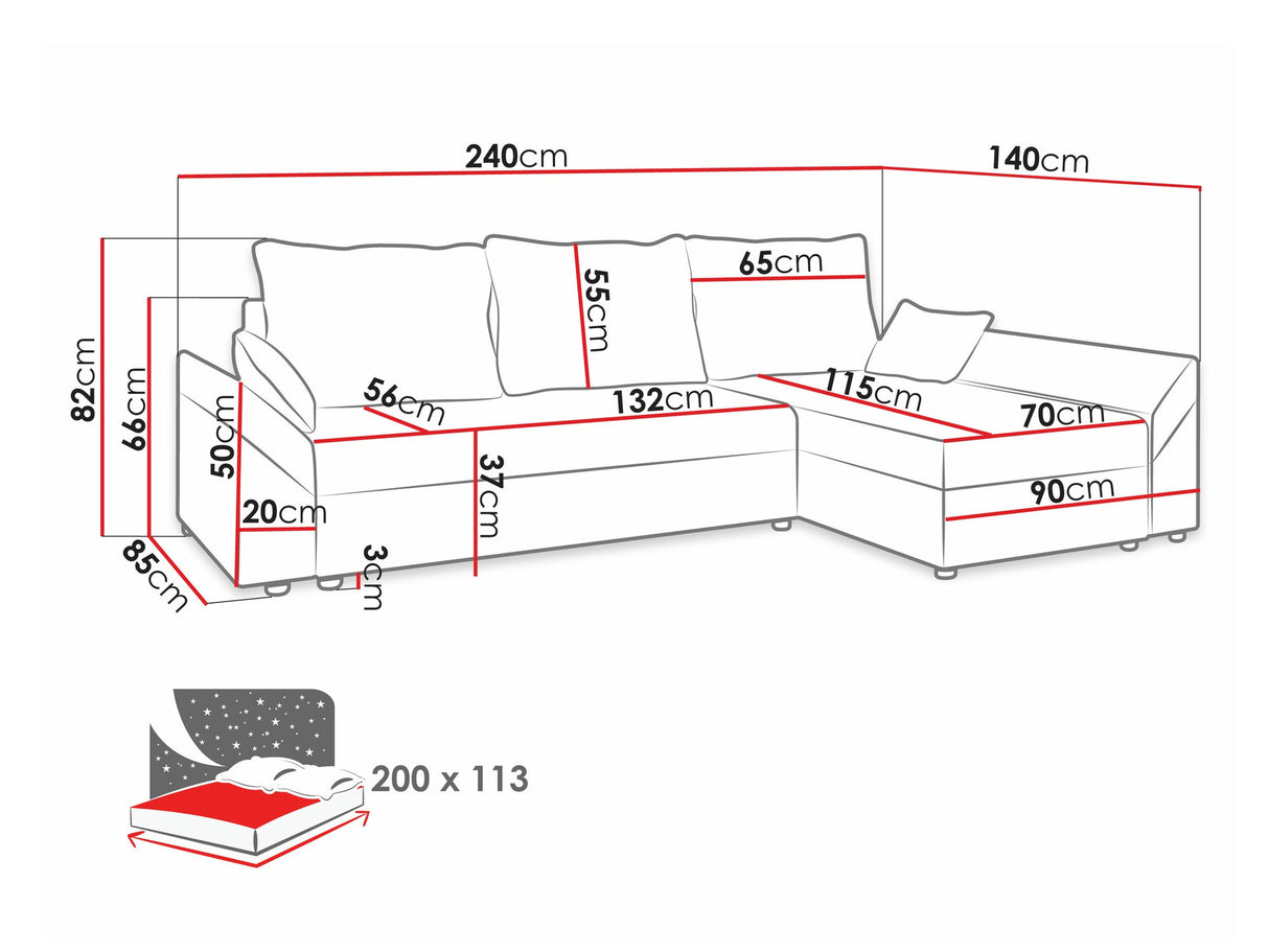 Sarokkanapé Dante L (Peltata), Szín: Alova 04 + Alova 46
