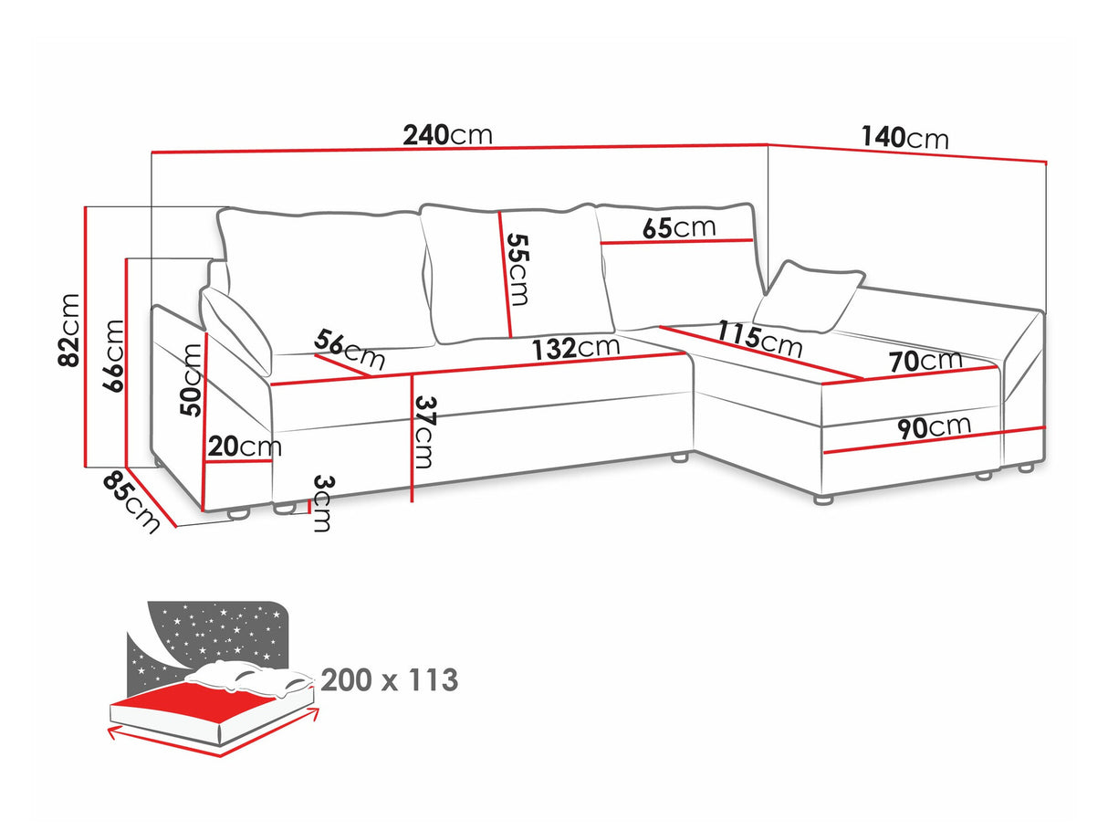Sarokkanapé Dante L (Peltata), Szín: Poso 1