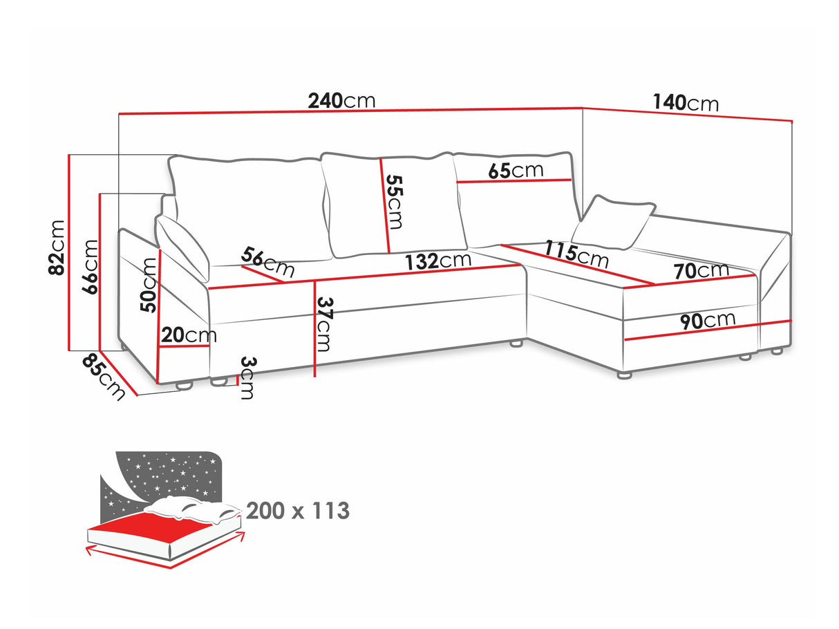 Sarokkanapé Dante L (Peltata), Szín: Poso 5