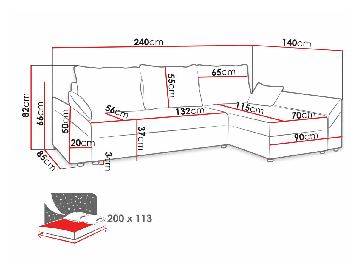 Sarokkanapé Dante L (Peltata), Szín: Poso 22