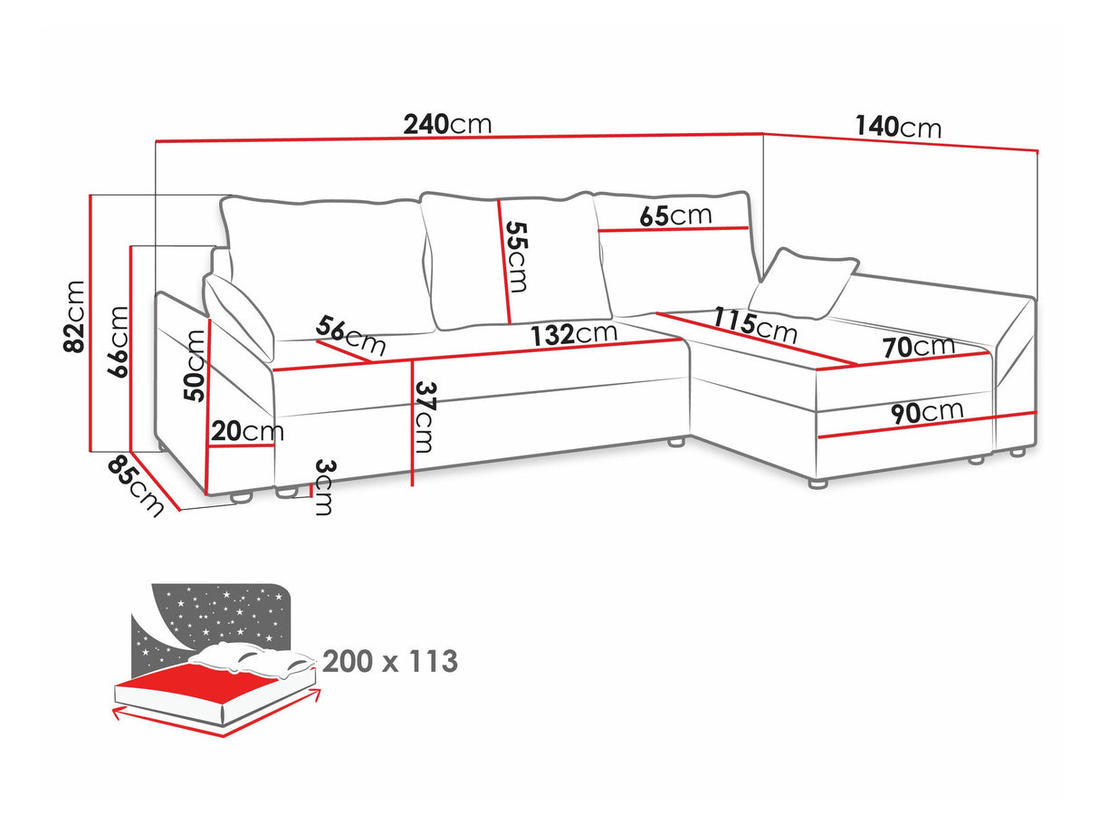 Sarokkanapé Dante L (Peltata Lux L), Szín: Paros 06 + Kronos 07