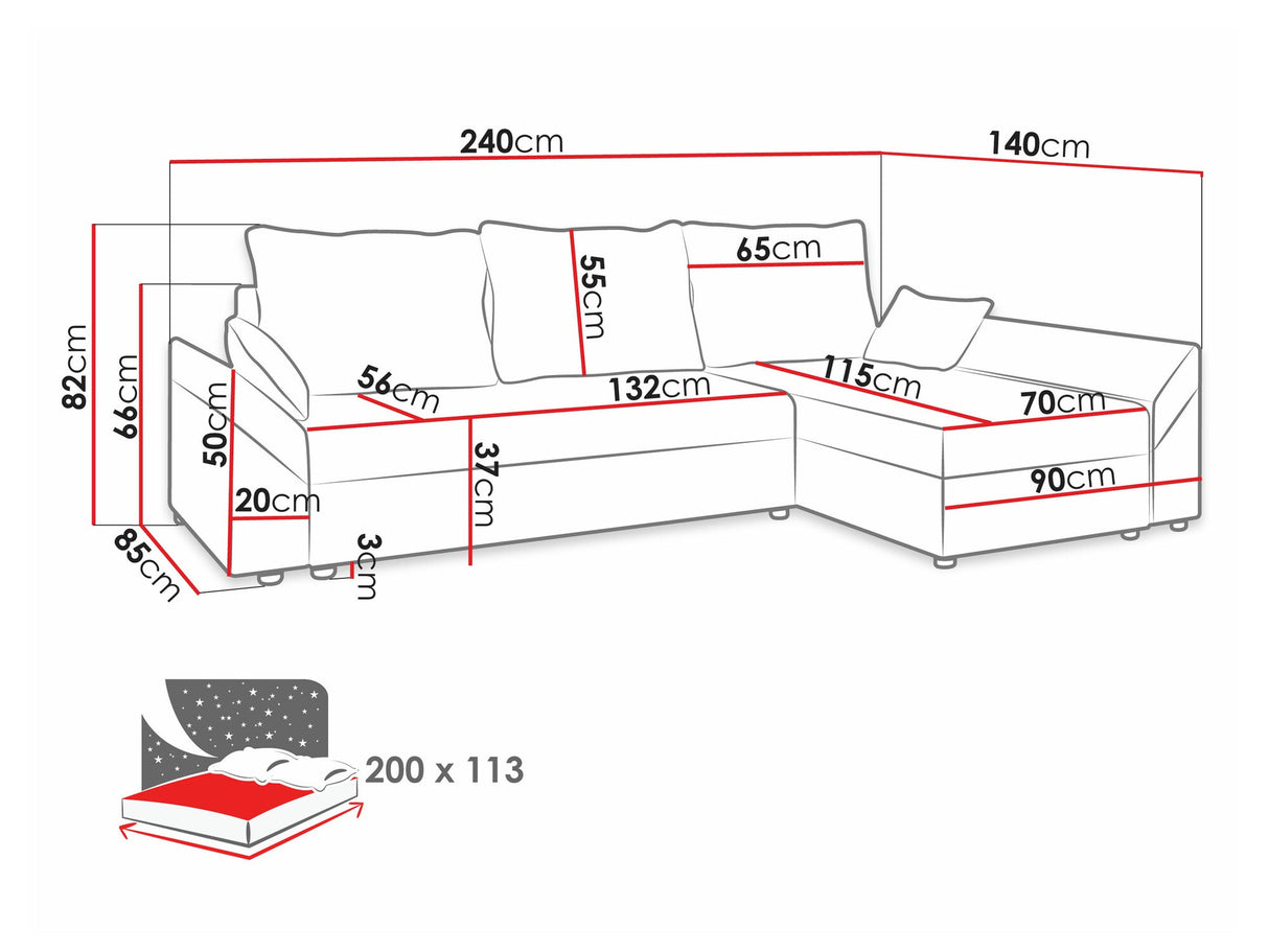 Sarokkanapé Dante L (Peltata Lux L), Szín: Kronos 07