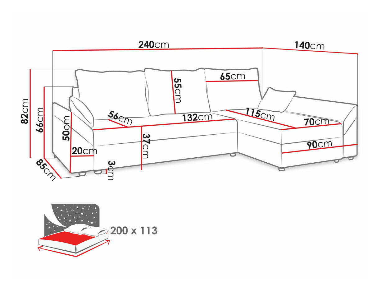 Sarokkanapé Dante L (Peltata Lux L), Szín: Paros 06