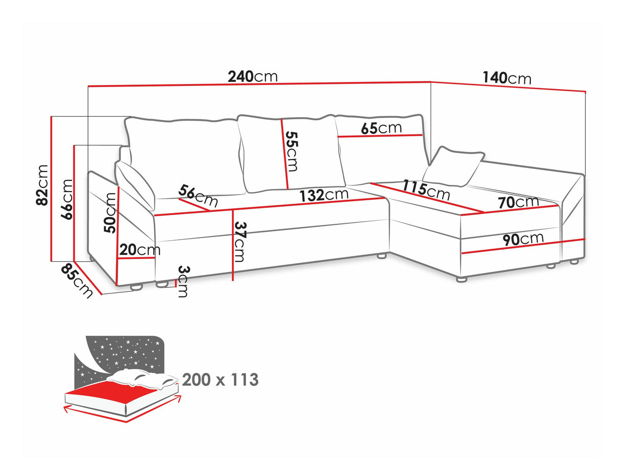 Sarokkanapé Dante L (Peltata Lux L), Szín: Kronos 09