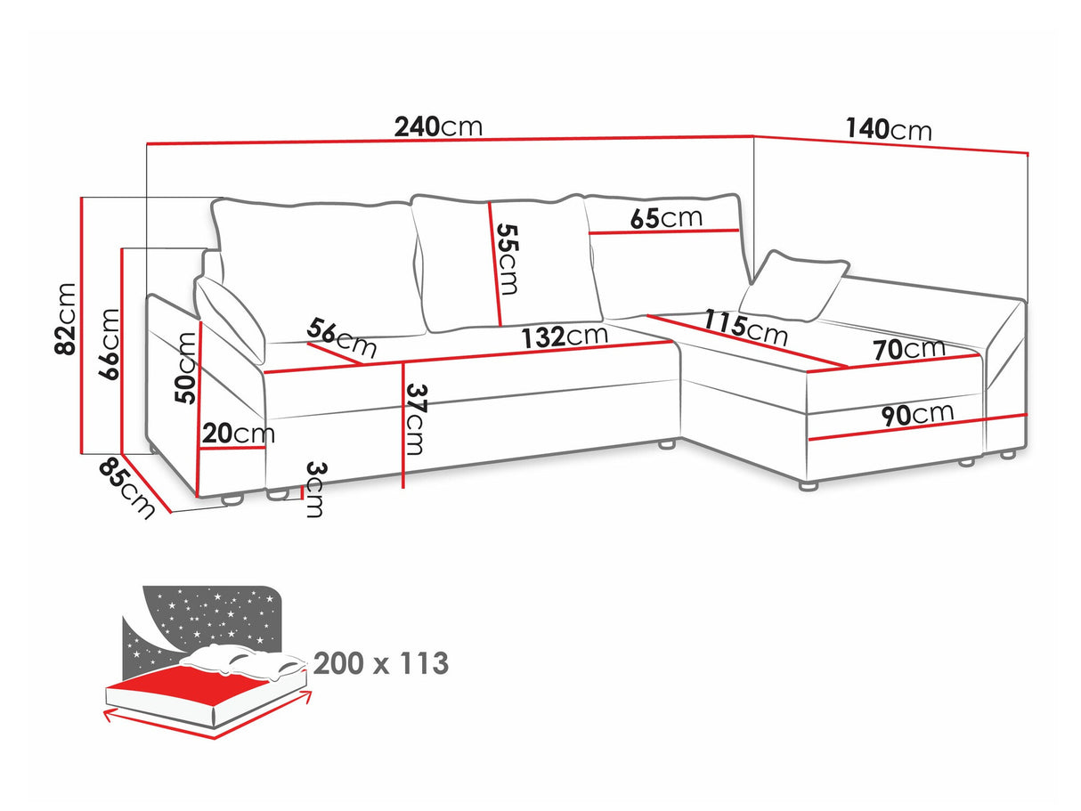 Sarokkanapé Dante L (Peltata Lux L), Szín: Kronos 19