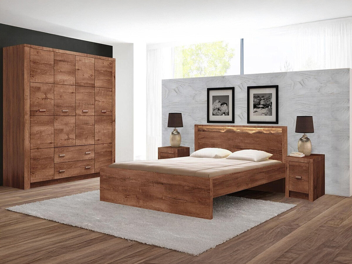 Hálószoba garnitúra Indianapolis I (Nadia I), Szín: Kőrisfa, Led világítás: Nem