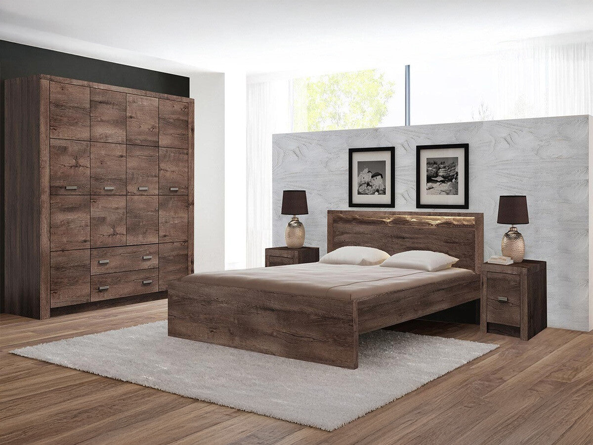 Hálószoba garnitúra Indianapolis I (Nadia I), Szín: Sötét kőris, Led világítás: Igen