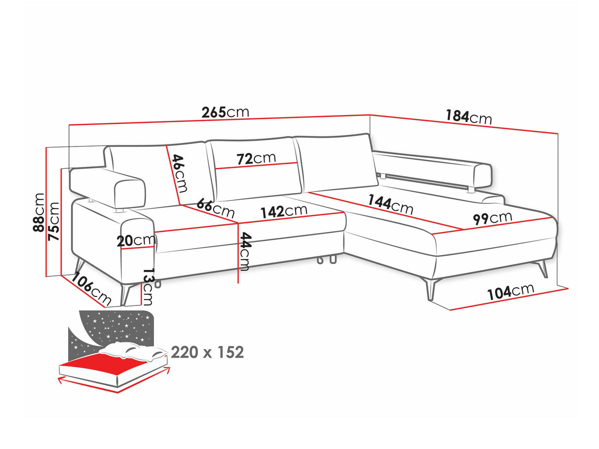 Sarokkanapé Narożnik ROSA, Szín: Primo 05, Változatok: Balos