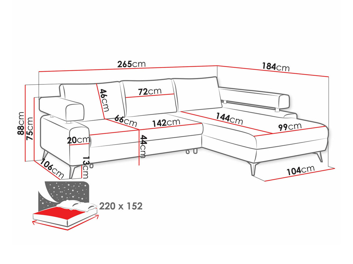 Sarokkanapé Narożnik ROSA, Szín: Primo 05, Változatok: Jobbos