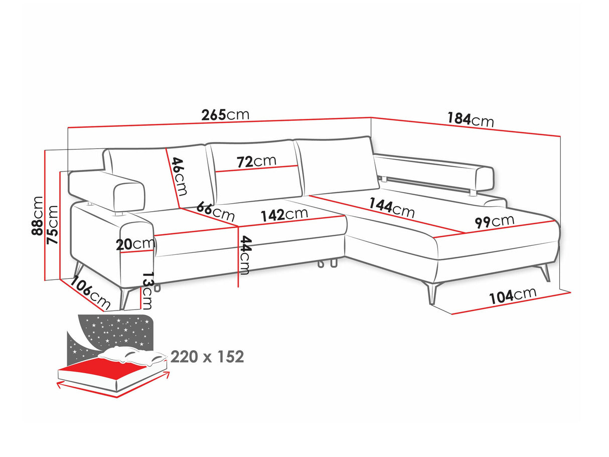 Sarokkanapé Narożnik ROSA, Szín: Primo 48, Változatok: Balos