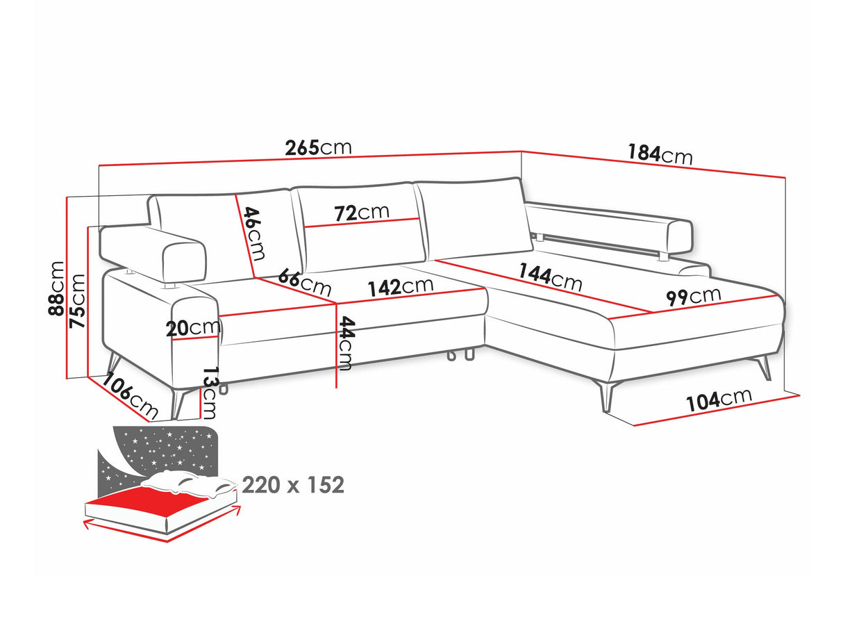 Sarokkanapé Narożnik ROSA, Szín: Primo 84, Változatok: Balos