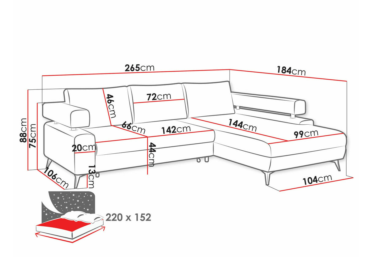 Sarokkanapé Narożnik ROSA, Szín: Primo 84, Változatok: Jobbos