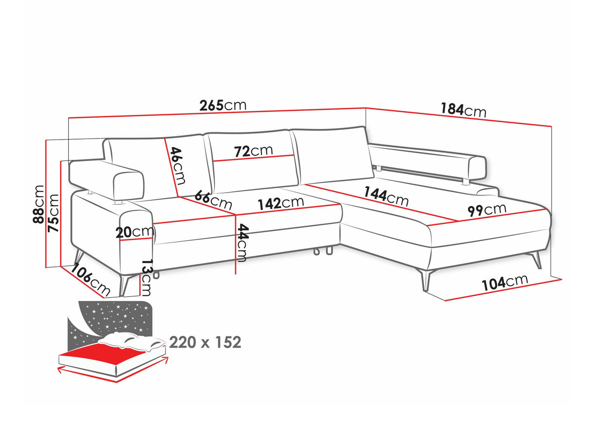 Sarokkanapé Narożnik ROSA, Szín: Primo 96, Változatok: Balos