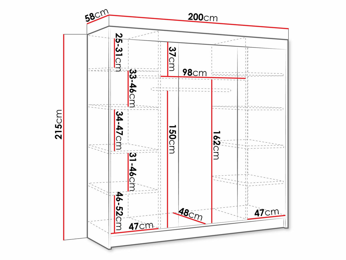 Gardróbszekrény Derby III (Genewa III), Szín: Fekete